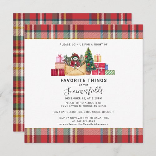 Christmas Holidays Favorite Things Rustic Plaid Invitation