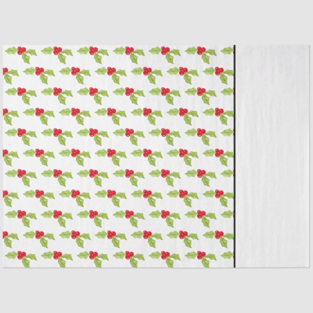 Christmas Holidays Festive Holly Two Tone Pattern Tissue Paper (Front)