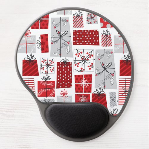 Christmas Holidays Festive Red Silver Modern Gifts Gel Mouse Pad