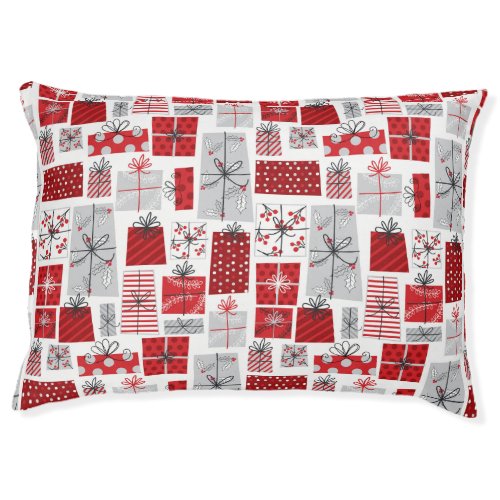 Christmas Holidays Festive Red Silver Modern Gifts Pet Bed
