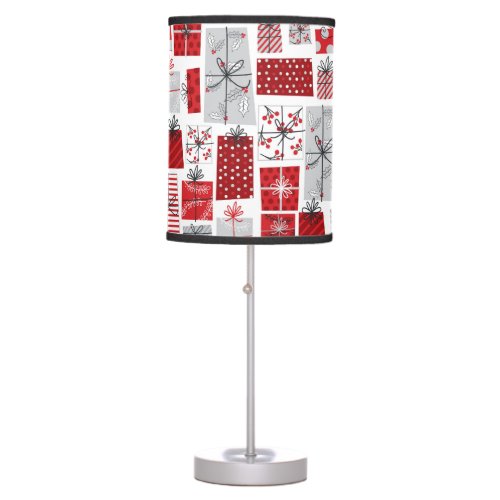 Christmas Holidays Festive Red Silver Modern Gifts Table Lamp