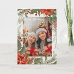 Christmas Holidays Floral Frame Photo Holiday Card