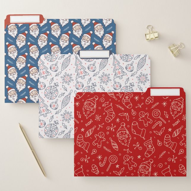 Christmas Holidays Fun Festive Doodle Patterns File Folder (Set)