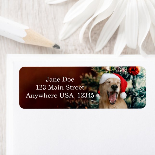 Christmas Holidays Golden Retriever Custom Label (Insitu)