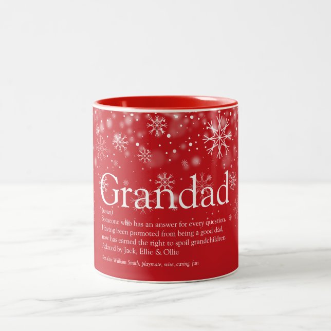 Christmas Holidays Grandpa Grandad Papa Definition Two-Tone Coffee Mug (Center)