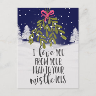 christmas holidays I love you mistletoe pun funny Postcard