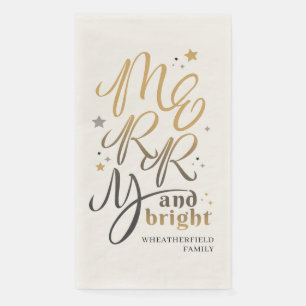 Christmas Holidays Merry and Bright Script Paper Guest Towels