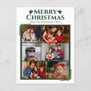 Christmas holidays Modern Typography Photo Collage Holiday Postcard