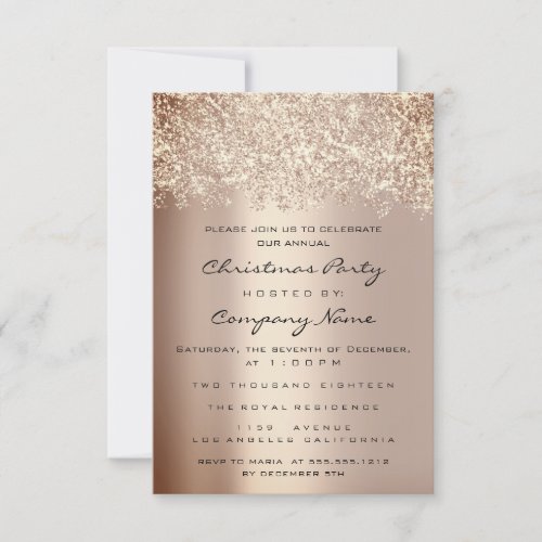 Christmas Holidays New Year Party Rose Gold Invitation