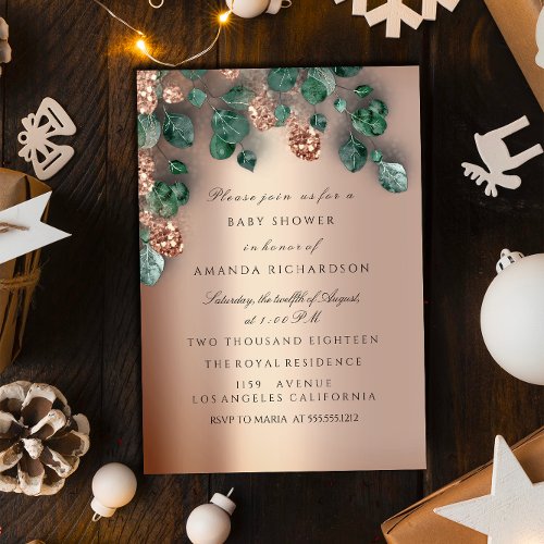 Christmas Holidays New Year Party Rose Pine Invitation