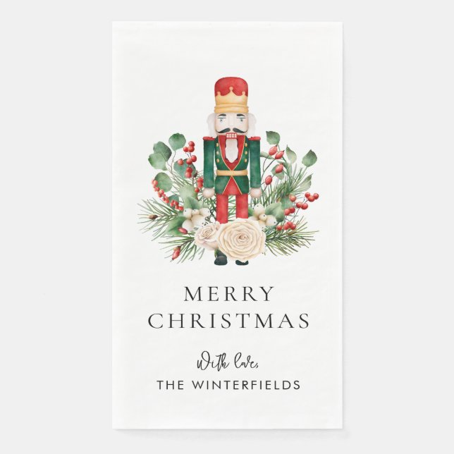 Christmas Holidays Nutcracker Script Family Paper Guest Towels (Front)