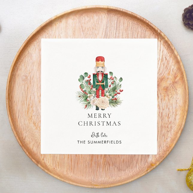 Christmas Holidays Nutcracker Script Paper Napkins (Christmas Nutcracker Script Red Berries Paper Napkin)