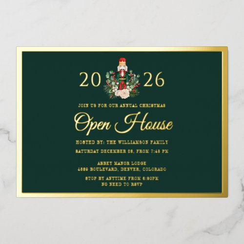 Christmas Holidays Open House Family Party Foil Invitation