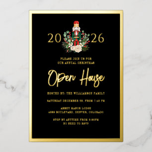 Christmas Holidays Open House Nutcracker Script Foil Invitation
