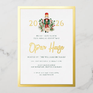 Christmas Holidays Open House Nutcracker Script Foil Invitation