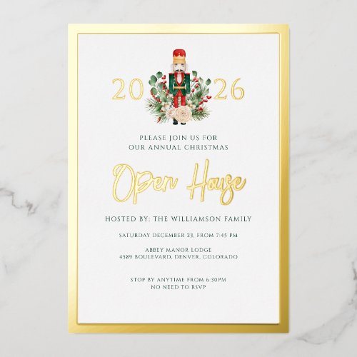 Christmas Holidays Open House Nutcracker Script Foil Invitation