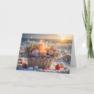 Christmas Holidays Peace Beach Basket of Shells Card