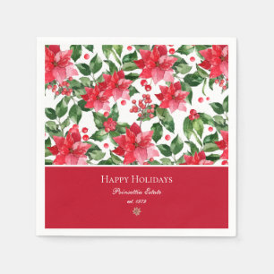 Christmas Holidays Personalized Poinsettia Pattern Napkins
