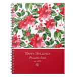 Christmas Holidays Personalized Poinsettia Pattern Notebook at Zazzle