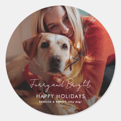 Christmas Holidays Pet Dog Photo Classic Round Sticker