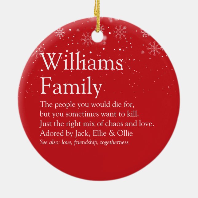 Christmas Holidays Photo Your Family Definition Ceramic Ornament (Back)