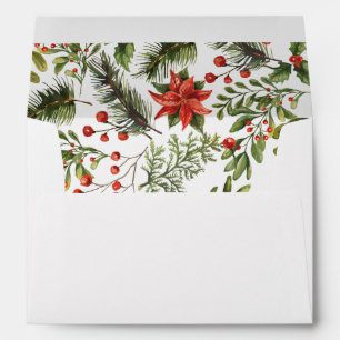 Christmas Holidays Pine Red Berries Botanical Envelope