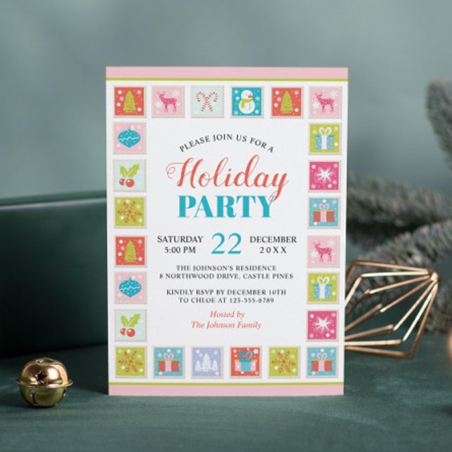 Christmas Holidays Postage Stamp Pattern Invitation (Creator Uploaded)