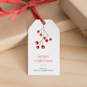 Christmas Holidays Red Berries Botanical Gift Tags