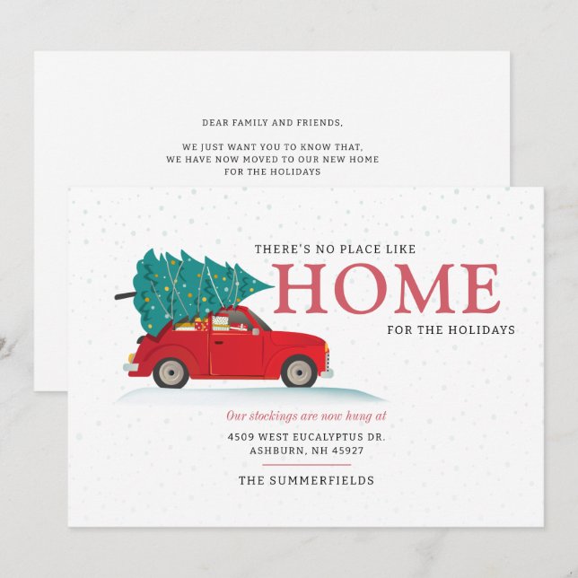 Christmas Holidays Red Car Moving Announcement (Front/Back)