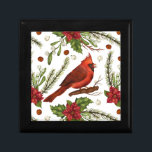 Christmas Holidays Red Cardinal Poinsettia Floral Gift Box<br><div class="desc">This modern design features a beautiful red cardinal eating berries with red poinsettia and holly bouquets. Perfect as a holiday gift and Christmas decor #christmas #holidays #giftboxes #giftwrapping #giftwrappingsupplies #gifts #christmasgifts</div>