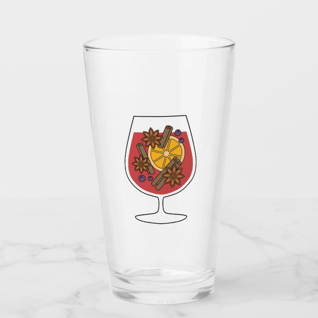 Christmas holidays red mulled wine spices glass (Front)