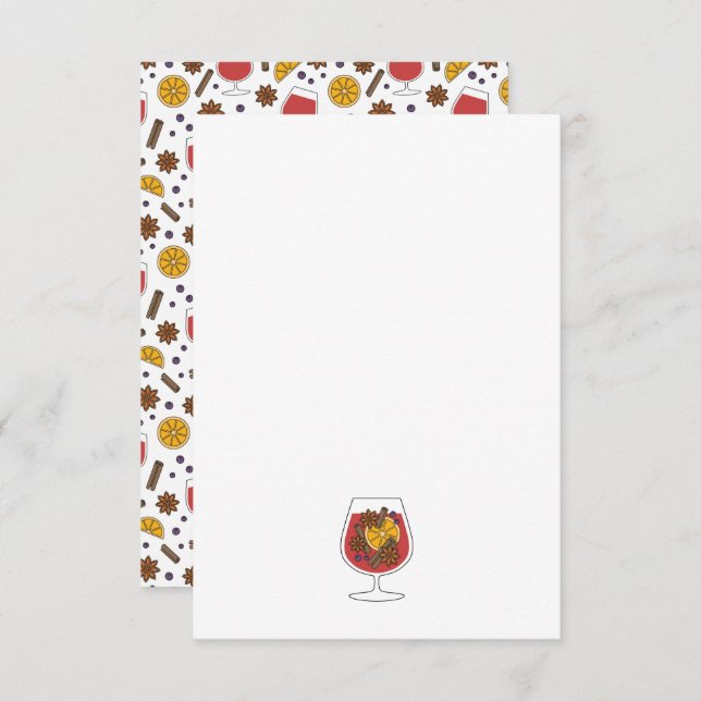 Christmas holidays red mulled wine spices note card (Front/Back)