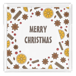 Christmas holidays red mulled wine spicy cocktail acrylic tray