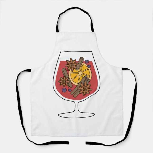 Christmas holidays red mulled wine spicy cocktail  apron (Front)