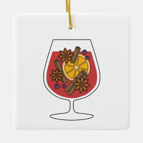 Christmas holidays red mulled wine spicy cocktail  ceramic ornament