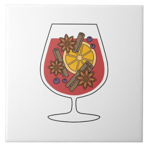 Christmas holidays red mulled wine spicy cocktail ceramic tile