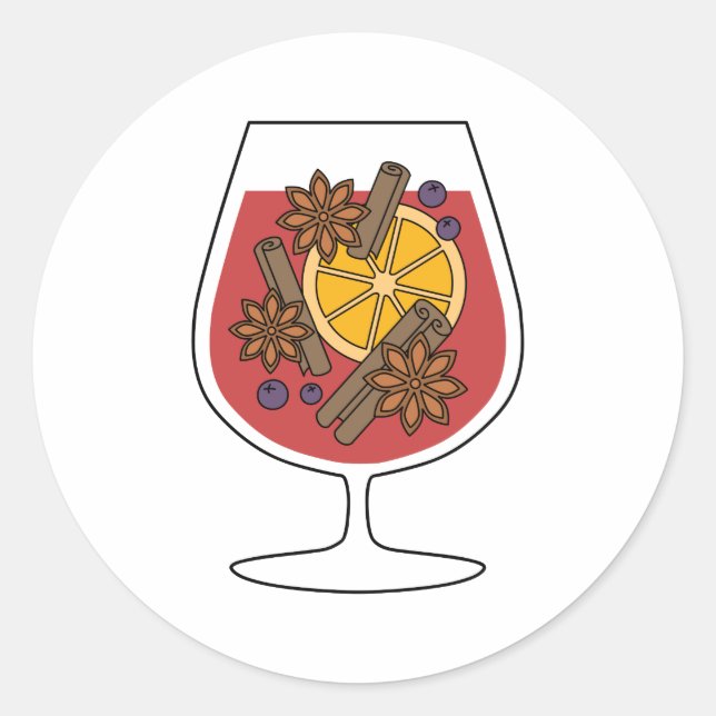 Christmas holidays red mulled wine spicy cocktail classic round sticker (Front)