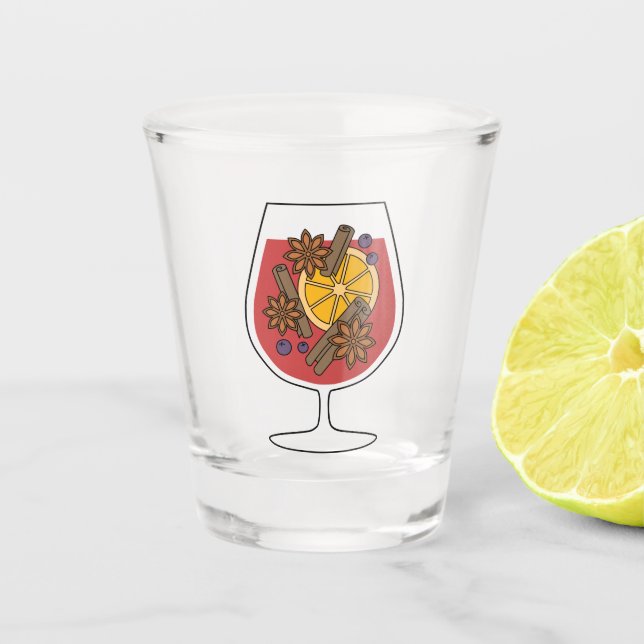 Christmas holidays red mulled wine spicy cocktail  shot glass (Front)