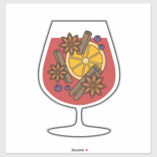 Christmas holidays red mulled wine spicy cocktail sticker