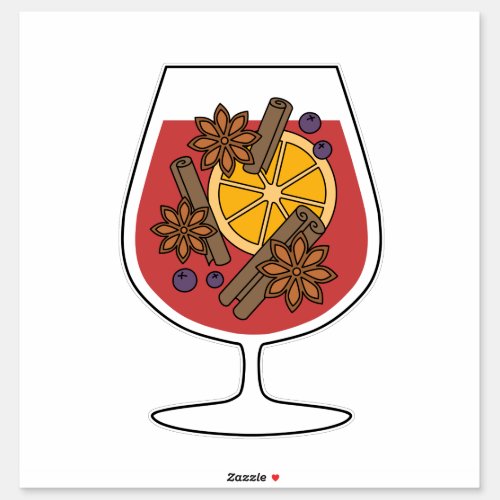 Christmas holidays red mulled wine spicy cocktail sticker