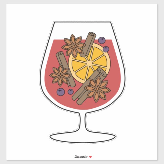 Christmas holidays red mulled wine spicy cocktail sticker (Sheet)