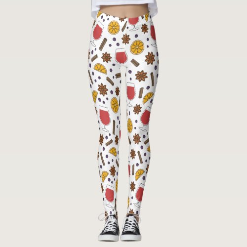 Christmas holidays red mulled wine spicy drink leggings