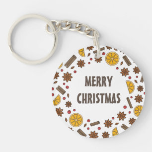Christmas holidays red mulled wine spicy  keychain