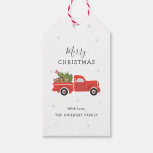 Christmas Holidays Red Truck Gift Tags