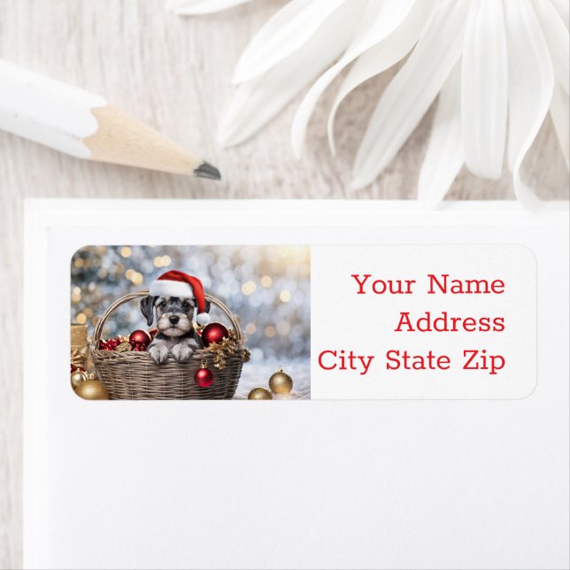 Christmas Holidays Return Labels Schnauzer Puppy (Insitu)