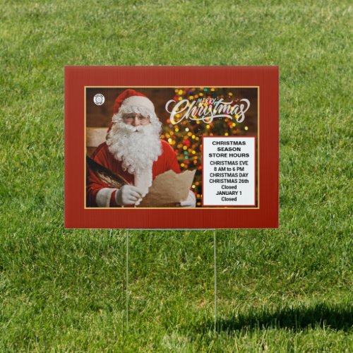 Christmas Holidays Santa Business Hours Yard  Sign