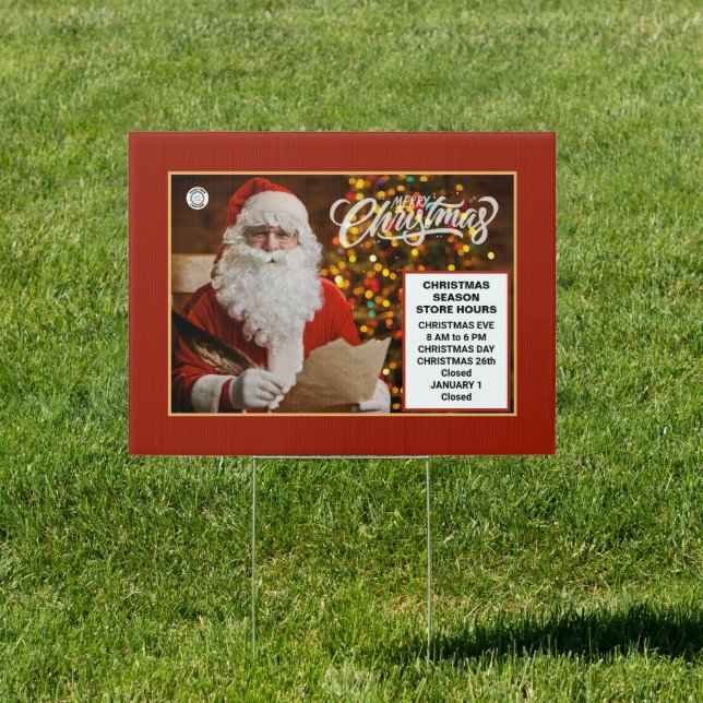 Christmas Holidays Santa Business Hours Yard  Sign (Insitu)