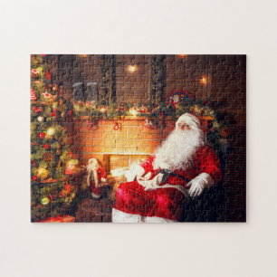 Christmas Holidays Santa Claus Festive Tree Jigsaw Puzzle