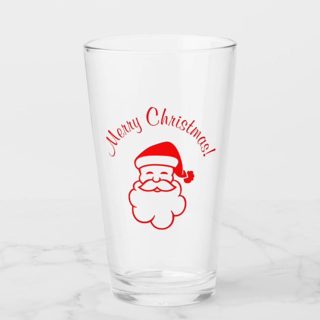 Christmas Holidays Santa Red Glass Cup (Front)