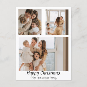  Christmas holidays Script Centered Three-Photo  Holiday Postcard